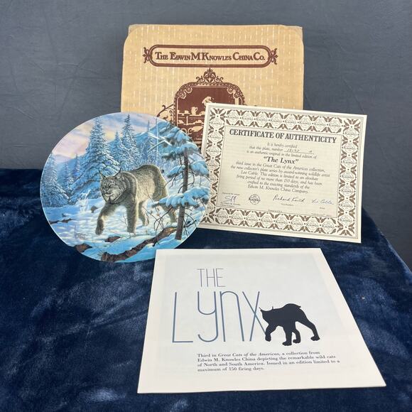 1989 "The Lynx" by Lee Cable Plate 3rd Issue Bradford Exchange Certificate & Box - Picture 2 of 13